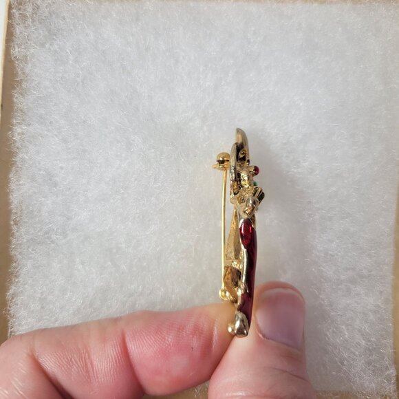 Vintage Christmas Brooch Pin Set - Santa Dog With Stocking & Snowmen Trio - Picture 8 of 11